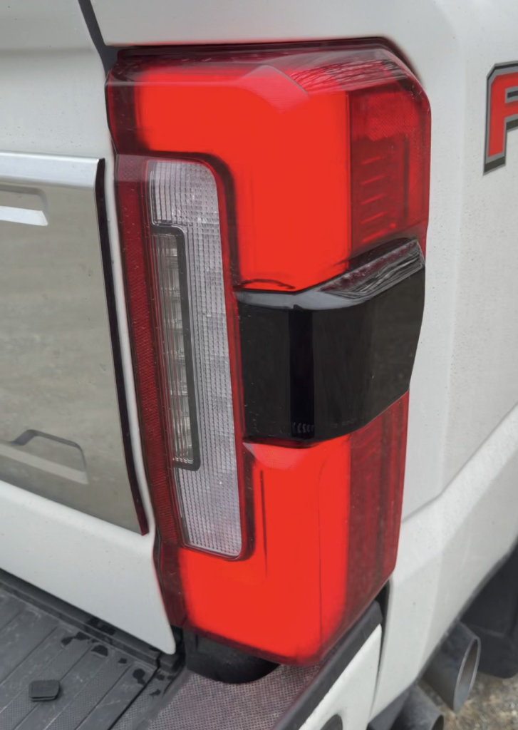 LED taillight detail on the 2026 Ford F-250 Super Duty Platinum in Star White