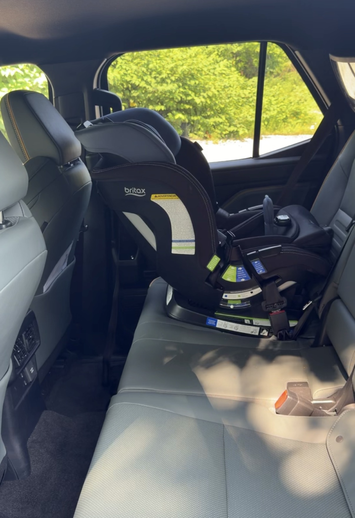 Britax car seat installed in the back seat of the 2026 Toyota 4Runner Trailhunter