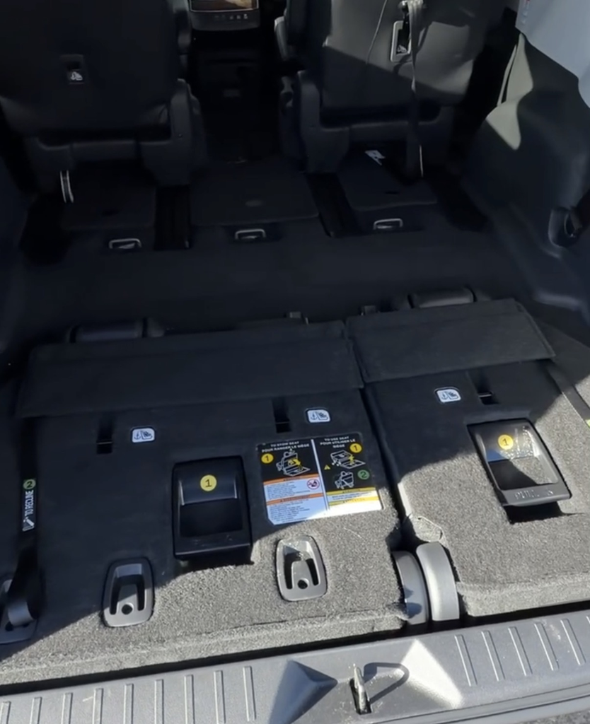 Completely flat load floor in the 2025 Toyota Sienna with the third row folded into the trunk well