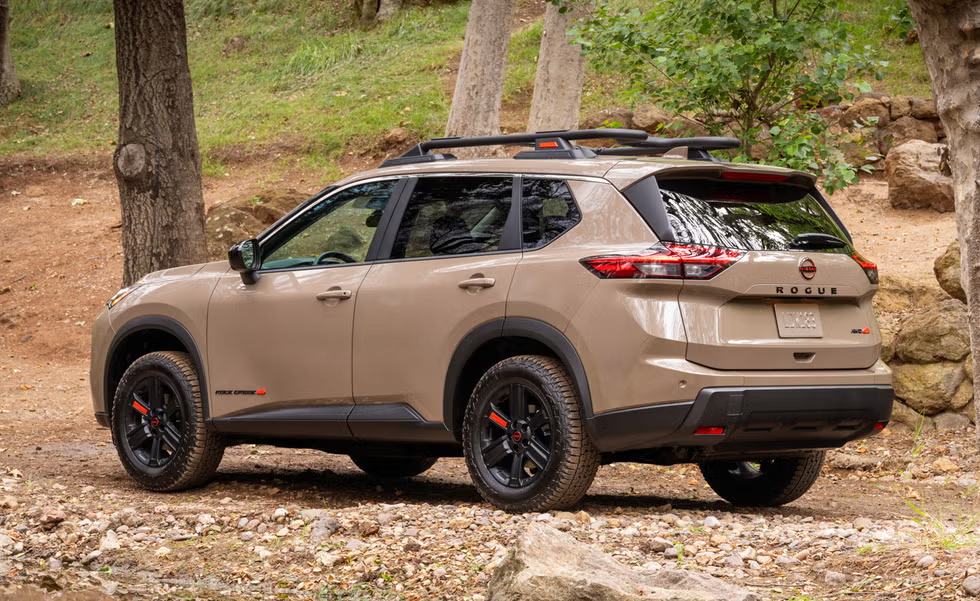 Nissan Rogue Rock Creek rear three-quarter view showing the roofline the new RAV4 now echoes