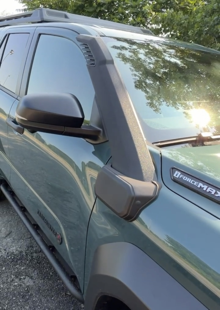 2026 Toyota 4Runner Trailhunter high-mount air intake and i-FORCE MAX badge in evening light