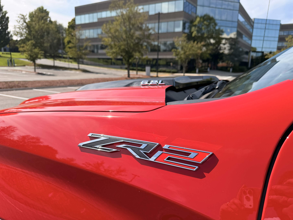 ZR2 fender badge and 6.2L hood detail on the Red Hot 2026 Chevrolet Silverado ZR2