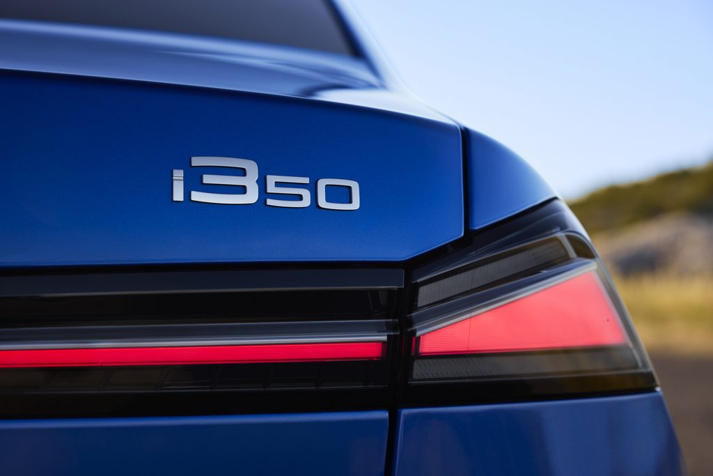 BMW i3 50 xDrive badge and taillight detail on the new electric 3 Series