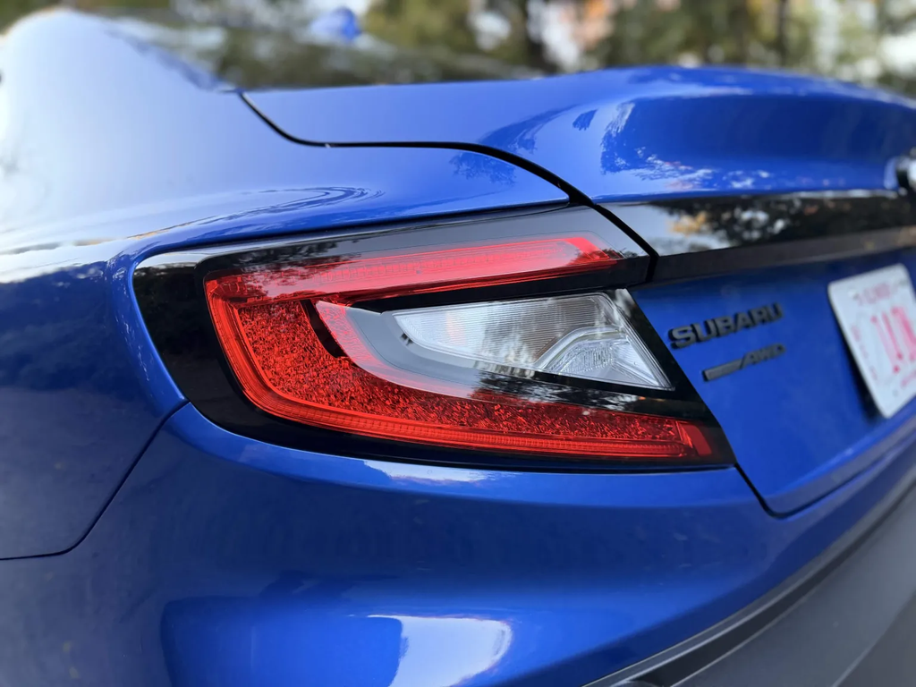 2026 Subaru WRX rear taillight detail in WR Blue Pearl
