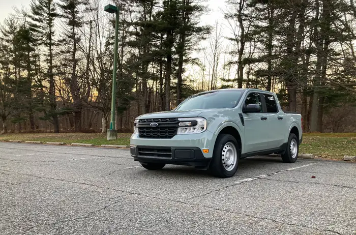 Ford Maverick compact pickup, front three-quarter view